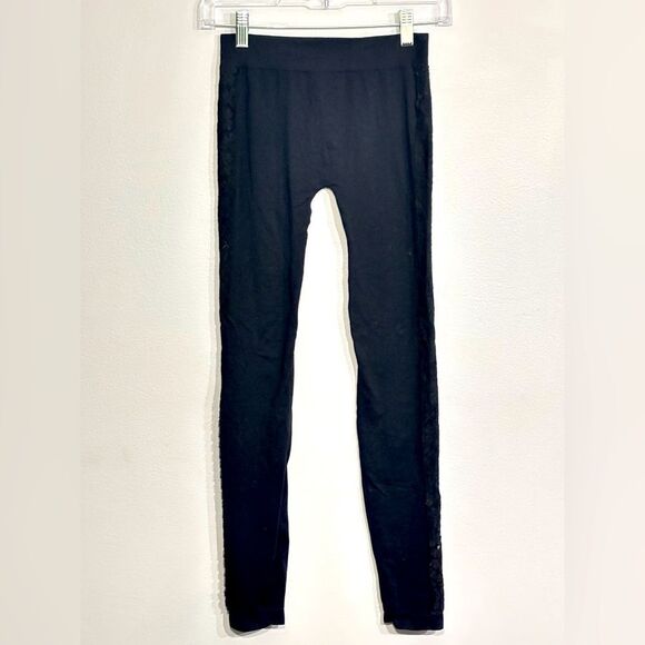 Say what? | Women’s Lace Side Accents Black Leggings Size - Picture 1 of 11